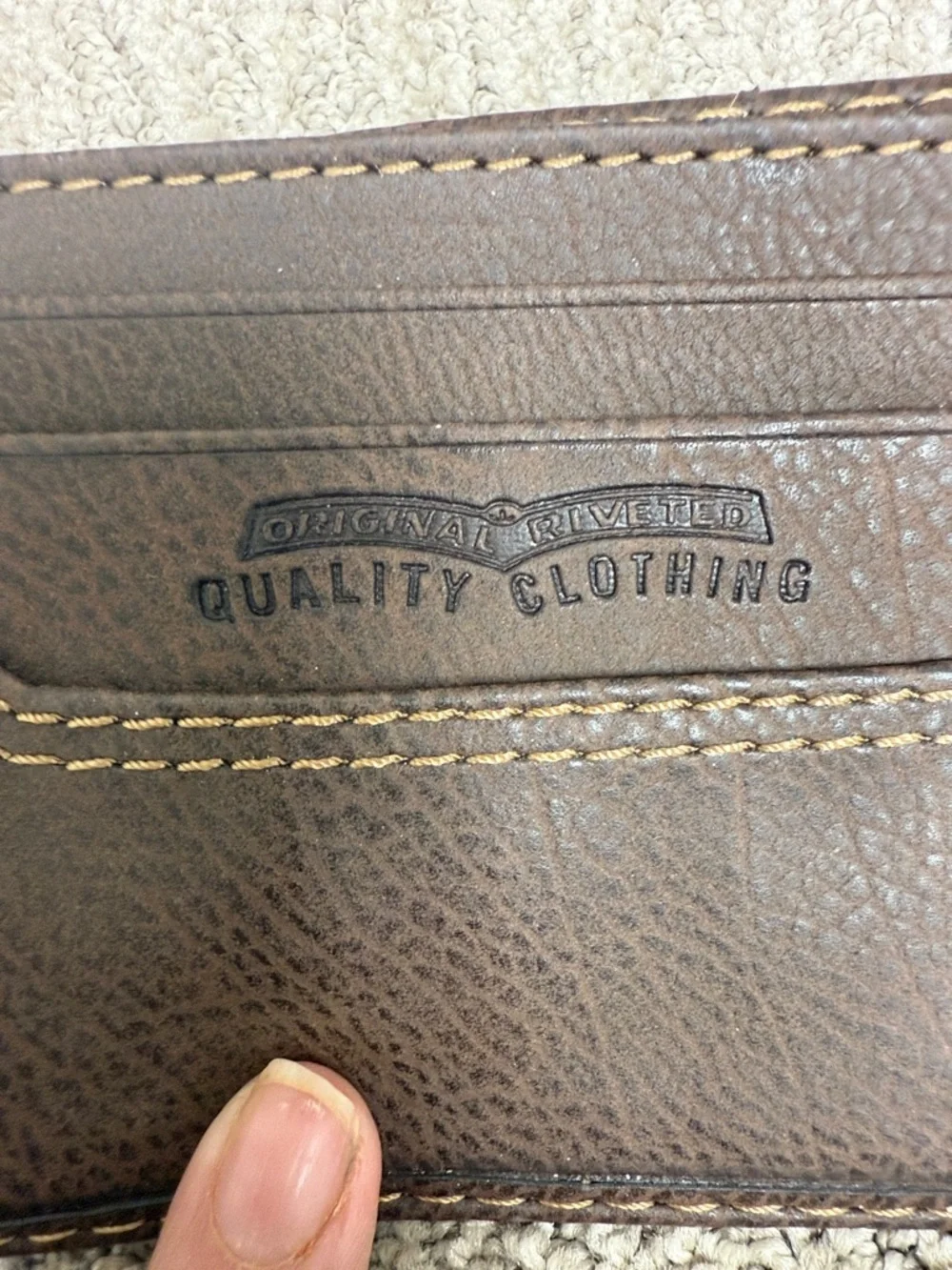 Levi's Dark Brown Leather Bi-Fold Card Holder Wallet